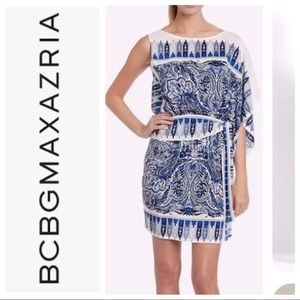 BCBGMaxAzria Blue and White Patterned Dress
